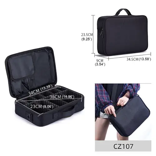 Portable Double Layer Aluminum Compartment Cosmetic Storage Case